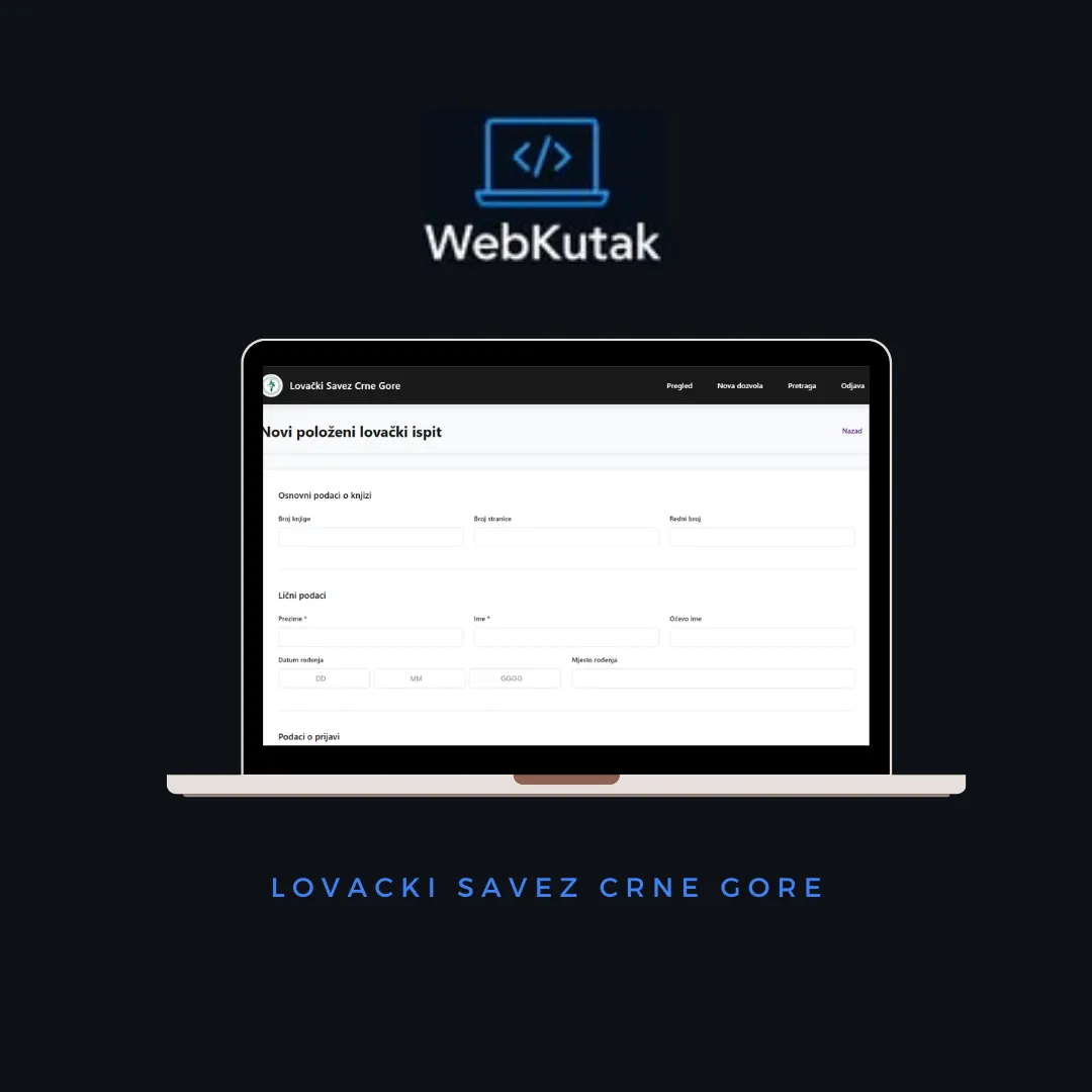 Lovački Savez Crne Gore — Web softver